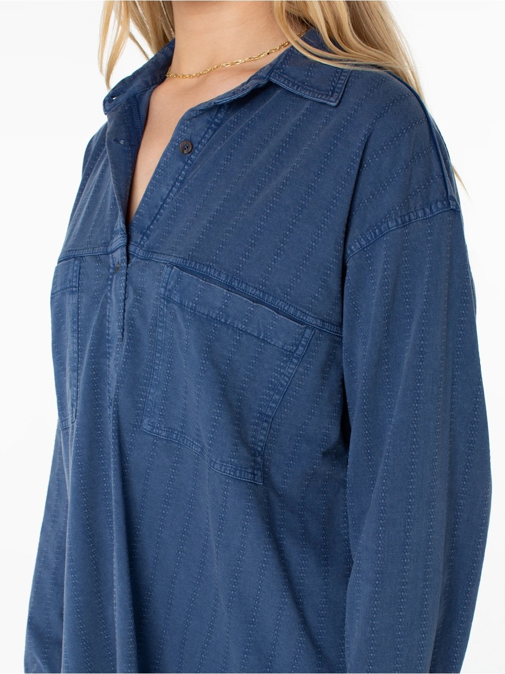Roxy Women’s Sandpiper Blue Button-Up Casual Shirt